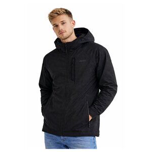 Reebok Men's Gridded Texture Hooded Performance Running Jacket Black XL Large